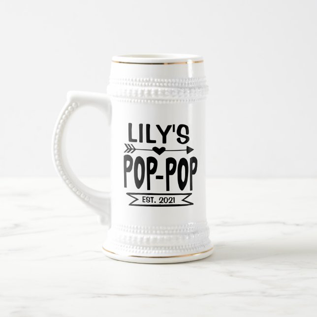 Caneca de Cerveja para Vovô com Nome do Neto e Ano (Esquerda)