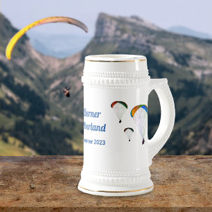 Caneca De Cerveja Parapentes com Asas Coloridas + Seu Próprio Texto
