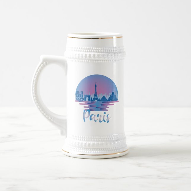 Caneca De Cerveja Paris Skyline - França Viagem (Esquerda)