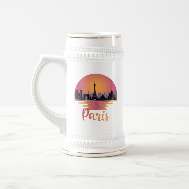Caneca De Cerveja Paris Skyline - França Viagem (Esquerda)