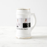 Caneca De Cerveja Partido Personalizado de Cinco Fotografias de Text<br><div class="desc">Suas cinco fotos favoritas e uma linha de texto personalizado destacam esta caneca de cerveja de cerveja de despedida de solteiro.</div>