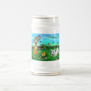 Caneca De Cerveja Páscoa - Coelho e Pintinho de papoila