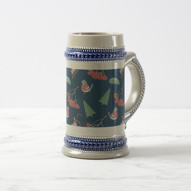 Caneca De Cerveja Pássaros de Natal e Azul-Vedantes (Frente Esquerda)