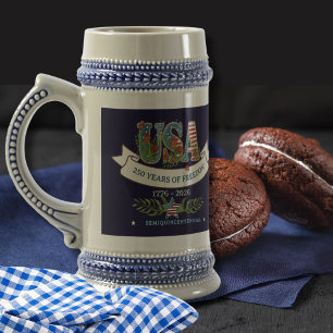 Caneca de Cerveja Patriótica Elegante de 250 Anos