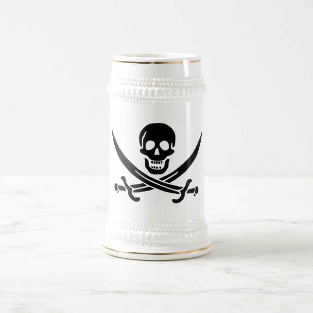 Caneca De Cerveja Pavilha de Sinalizador Pirata com Espadas Cruzadas (Centro)