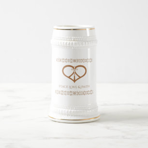 Caneca De Cerveja Peace Love & Faith Mug