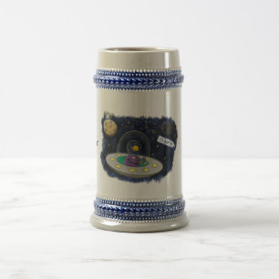 Caneca De Cerveja Peixe feliz bonito com ilustração de desenho espac