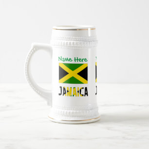 Caneca De Cerveja Personalização Verde da Bandeira Jamaicana