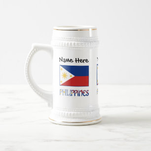 Caneca De Cerveja Personalizado com a Bandeira das Filipinas e Filip
