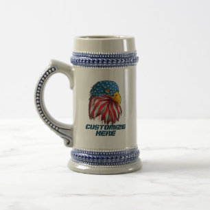 Caneca De Cerveja Personalizar Águia Americana Patriótica Bandeira E