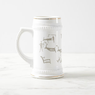 Caneca De Cerveja Petróglifo Rupestre Caça Antiga de Veados Europeus