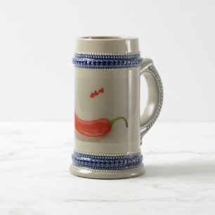 Caneca De Cerveja Pimenta-quente Coração vermelho-branco