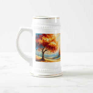 Caneca De Cerveja Pintura de Paisagem com Cores Vibrantes
