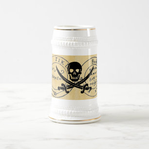 CANECA DE CERVEJA PIRATAS ANTICOS MAPA DE TRATAMENTO, CRÂNIA E MADEI