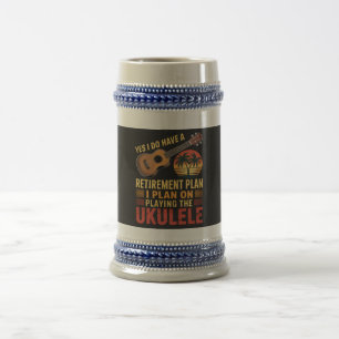 Caneca De Cerveja Plano de Aposentadoria Ukulele Engraçado