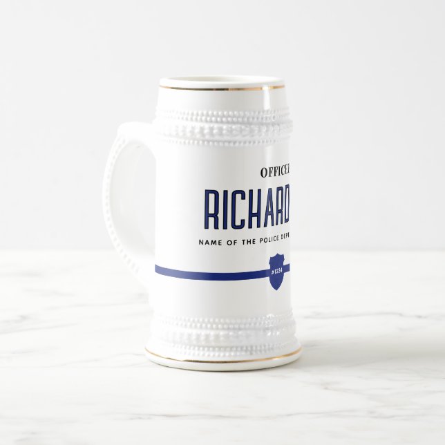 Caneca De Cerveja Policial Thin Blue Line Personalizado (Frente Esquerda)