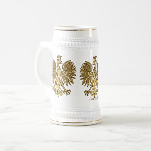 Caneca De Cerveja Polônia (Brasão de Armas) Crista Dourada
