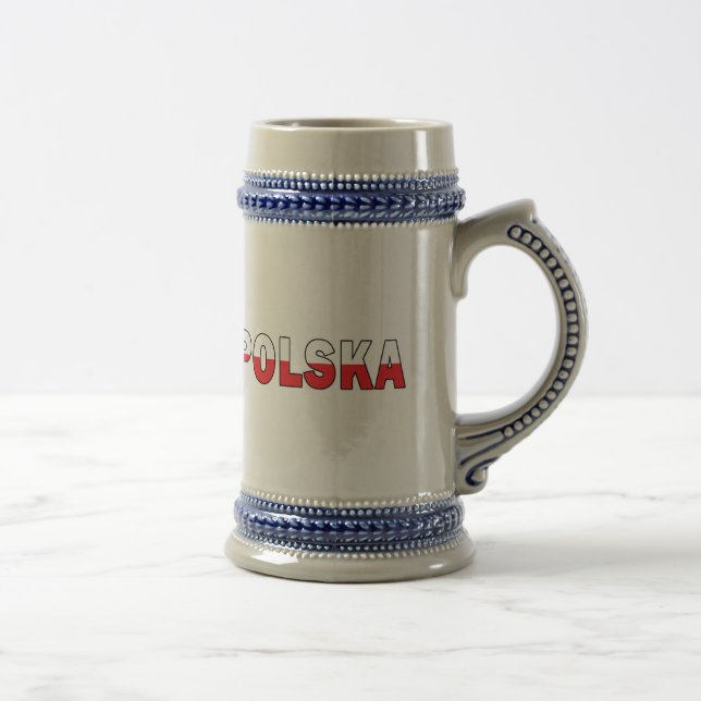 Caneca De Cerveja Polska em cores polonesas da bandeira (Direita)