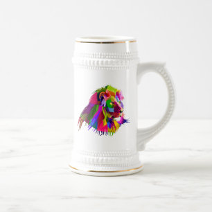 Caneca De Cerveja Pop de Arte Prismática de Leão-62502