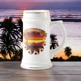 Caneca De Cerveja Pôr do sol do San Francisco Bay Bridge Veleiro 112
