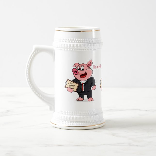 Caneca De Cerveja Porco engraçado em desenhos animados (Esquerda)