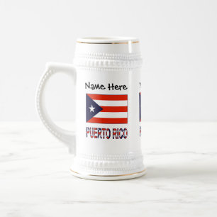 Caneca De Cerveja Porto Rico e Bandeira de Porto Rico com o Seu Nome