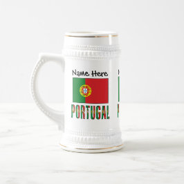 Caneca De Cerveja Portugal e a bandeira portuguesa com o seu nome