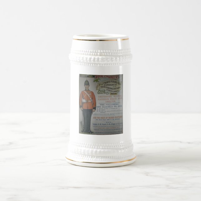 Caneca De Cerveja Poster real 1890 do recrutamento dos engenheiros (Centro)
