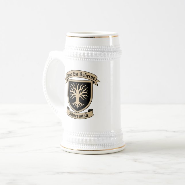 Caneca De Cerveja PrataDesejo e mote Tankard em Branco e Preto (Frente Esquerda)