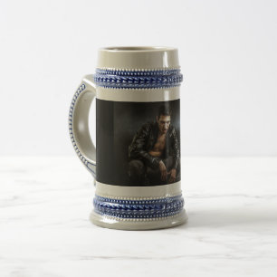 Caneca De Cerveja Presas da figura vampírica pálida de Halloween do 