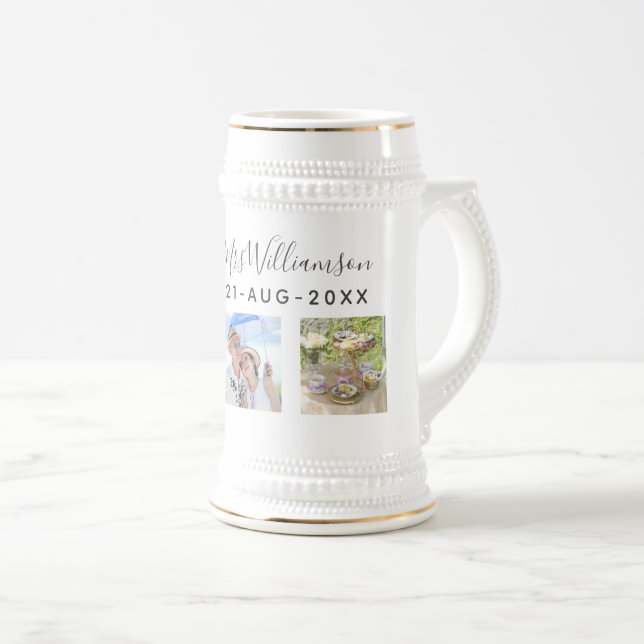 Caneca De Cerveja Presente de Foto de Casamento - Personalizado (Frente Esquerda)