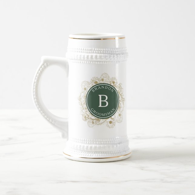Caneca De Cerveja Presente Elegante Verde Oliva para os Padrinhos do (Esquerda)
