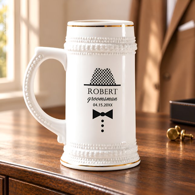 Caneca De Cerveja Presente Personalizado para Padrinho com Fedora e  (Criador carregado)