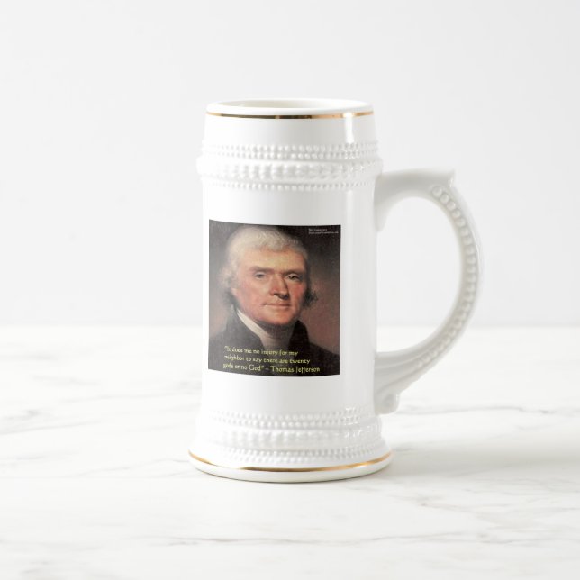Caneca De Cerveja Presentes com a Citação de Thomas Jefferson "Relig (Direita)