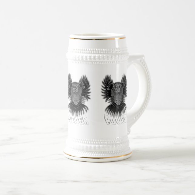 Caneca De Cerveja Preto e branco de potência (Frente Esquerda)