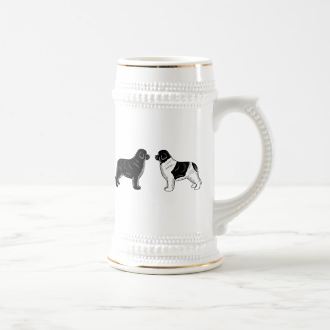 Caneca De Cerveja Preto e cães de Landseer Terra Nova (Direita)