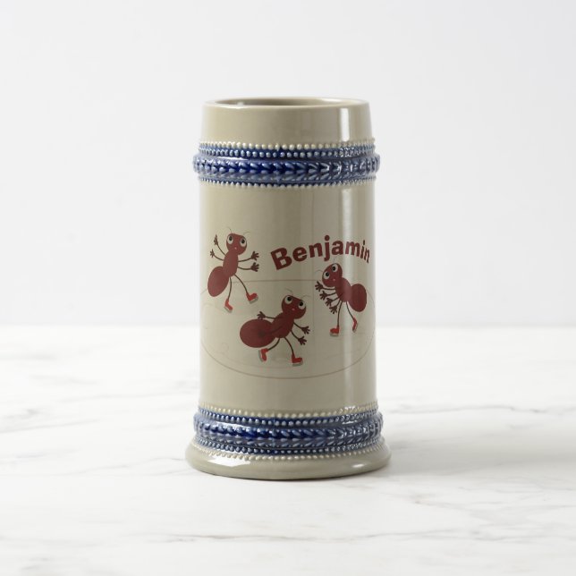 Caneca De Cerveja Quadrinhos de gelo de formigas vermelhas felizes (Centro)