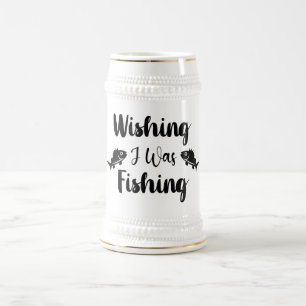 Caneca De Cerveja Queria estar pescando uma citação engraçada