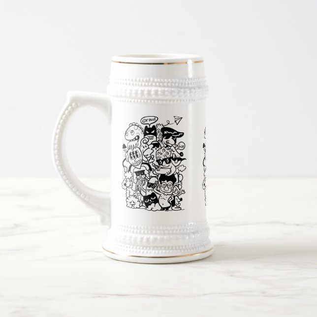 Caneca De Cerveja Quirky Personagem de desenho animado Crowd (Esquerda)