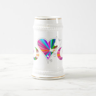 Caneca De Cerveja Rainbow Heart Lily e Butterfly