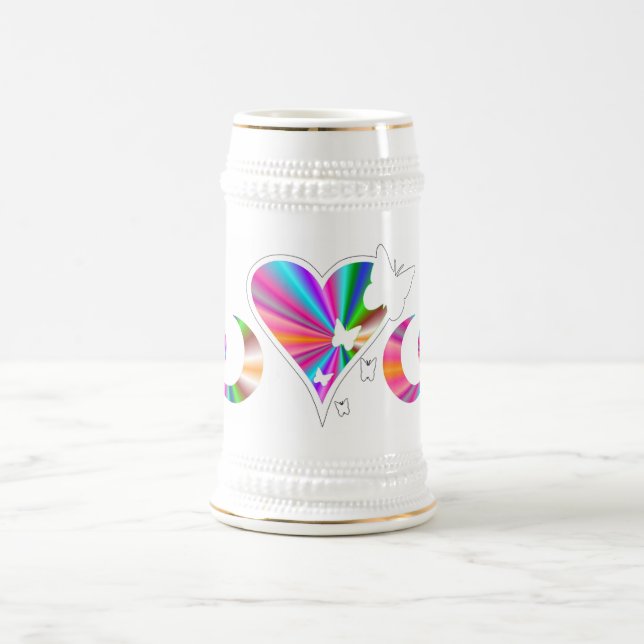 Caneca De Cerveja Rainbow Heart Lily e Butterfly (Centro)