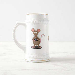 Caneca De Cerveja Rato engraçado com ilustração de desenho animado c