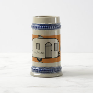 Caneca De Cerveja Reboque clássico da Vintage com caravana arredond