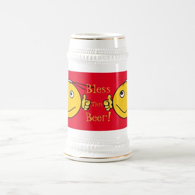 Caneca De Cerveja Red White Bless esta cerveja - Beer Buddy Gift (Centro)