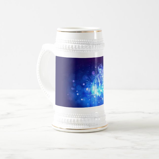 Caneca De Cerveja Relógio de Réveillon do SlipperyJoe com emoção elé (Frente Esquerda)