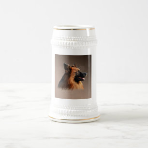 Caneca De Cerveja Retrato de Arte por Aquarela de Cachorro german sh