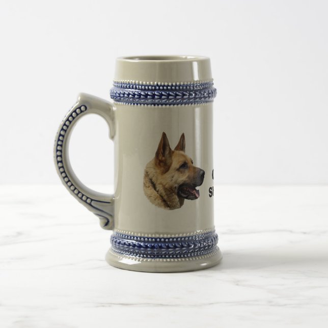Caneca De Cerveja Retrato de cão German shepherd alsaciano (Esquerda)