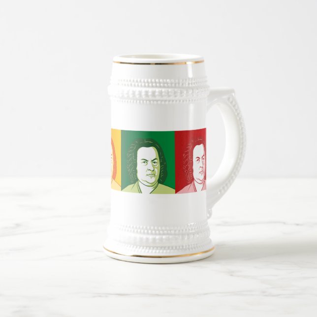 Caneca De Cerveja Retrato de Johann Sebastian Bach (Frente Esquerda)