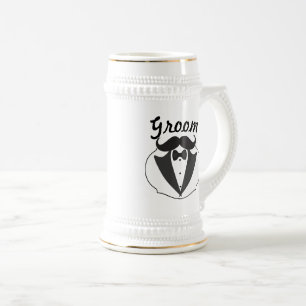 Caneca De Cerveja Retro Engraçado Sr. Mustache Tuxedo Groom