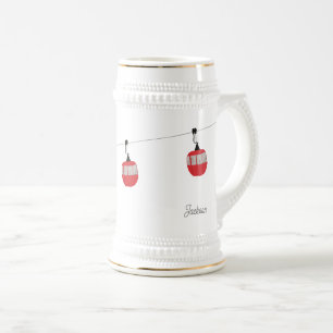 Caneca De Cerveja Retro Red Ski Gondola Lift Personalizado